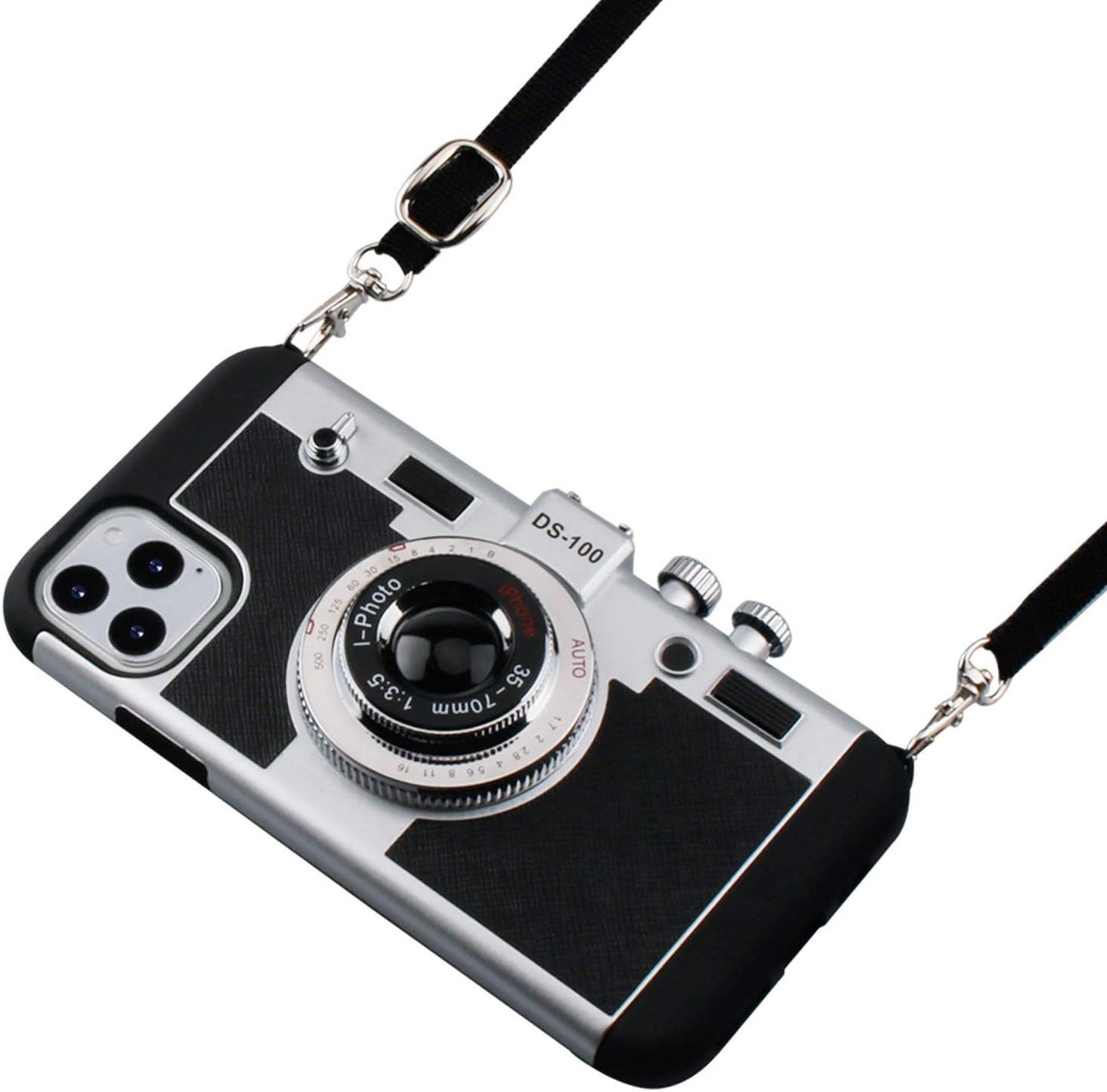 iPhone Case Compatible with iPhone 15 pro max Vintage Camera Case Cover Cute 3D Cool Unique Design Silicone Case with Removable Neck Strap